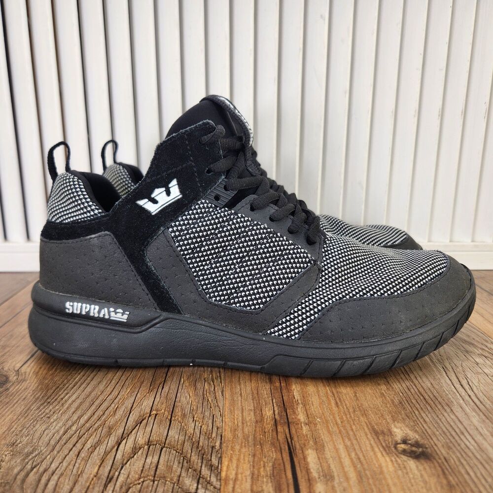 Supra Method Sneakers Mens Sz 8.5 Black Gray Mid Casual Streetwear Skate Sneaker